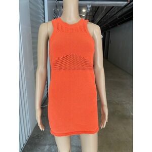 ZARA Orange Knit Sleeveless Mini Dress Women's Size M Crochet Detail